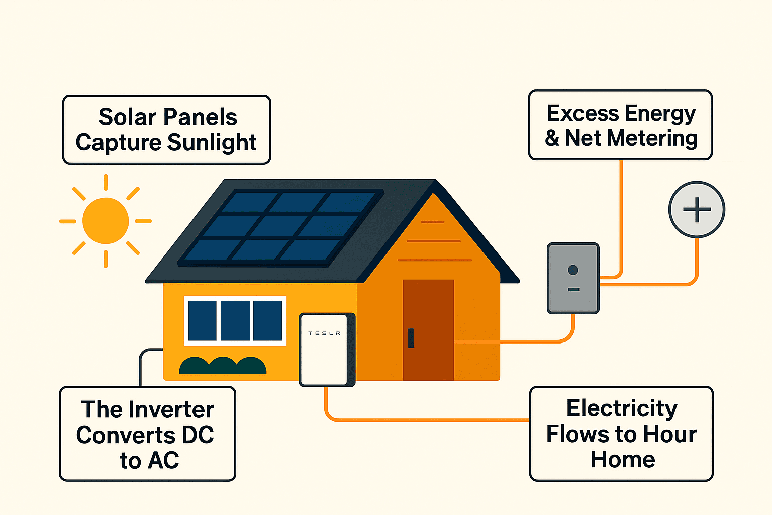 Diagram illustrating how solar energy works