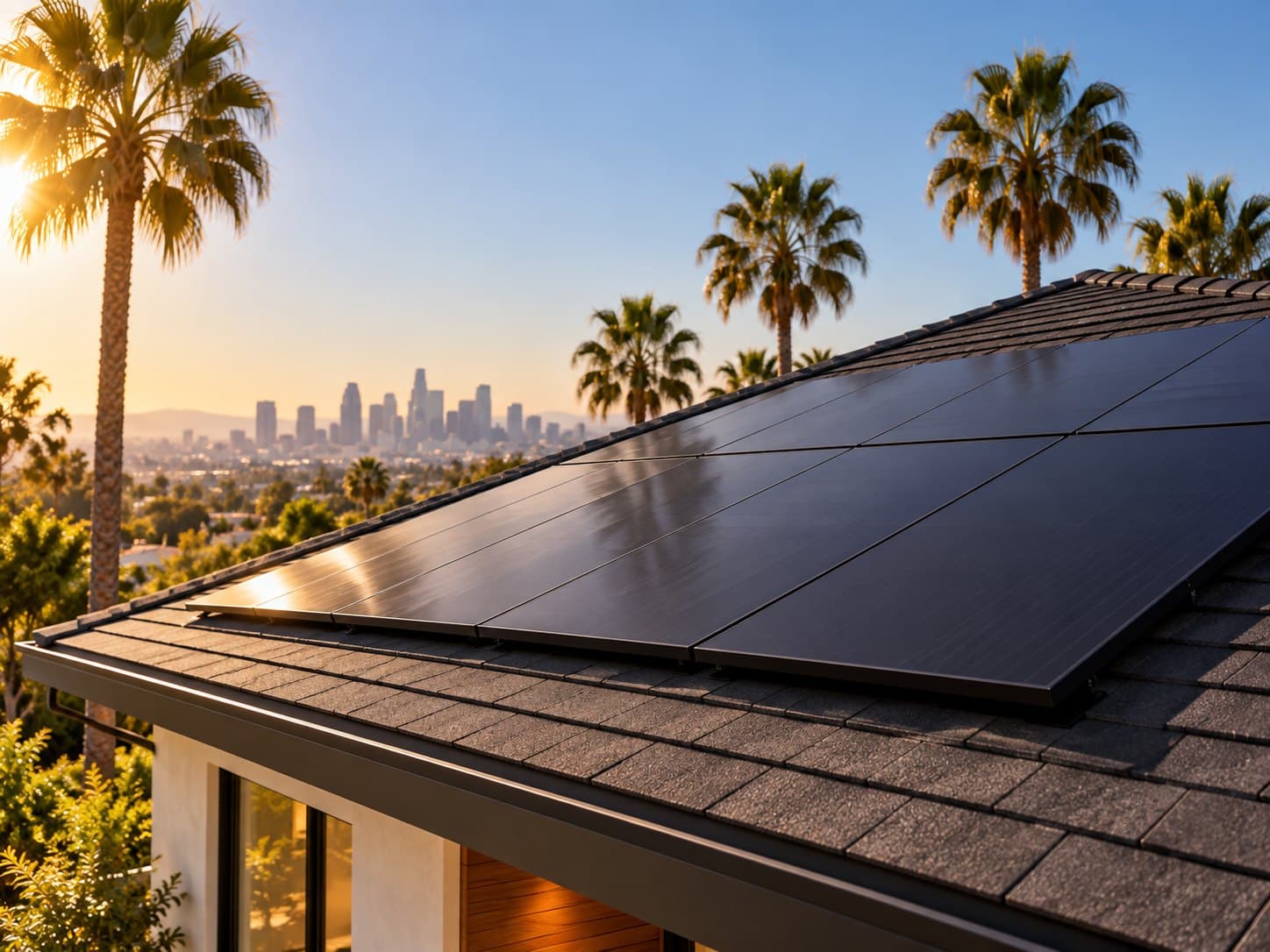 Solar panels on a Los Angeles roof